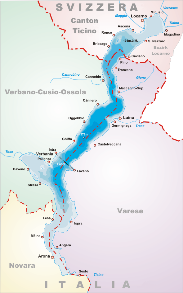 mapa Lago Maggiore - sever