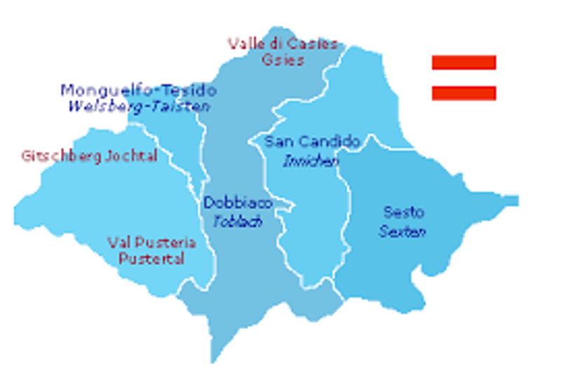mapa Val Pusteria - Tre Cime Dolomiten