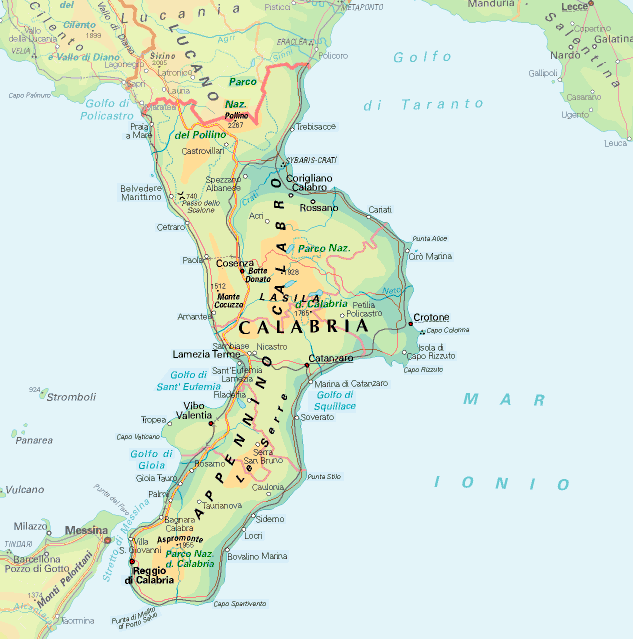 mapa Kalábrie